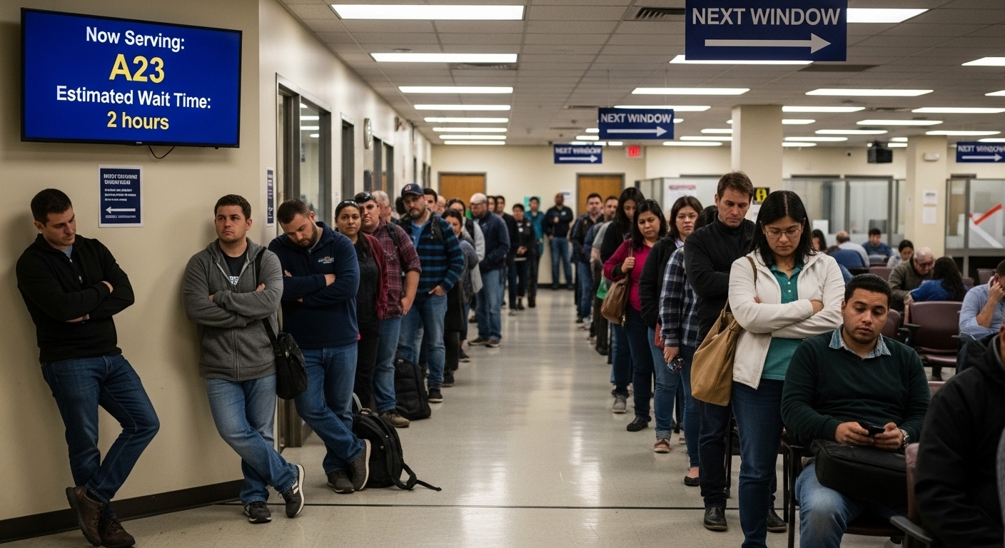 People in line at an office
